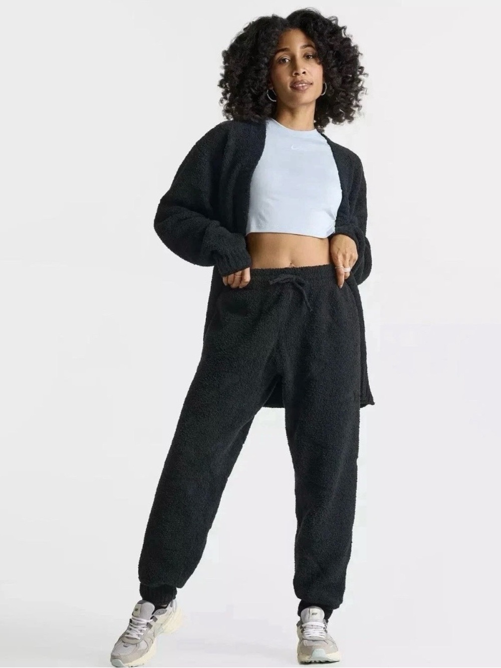 Nike Phoenix Cozy Black Sherpa Jogger Pants — Women oversized new no tags